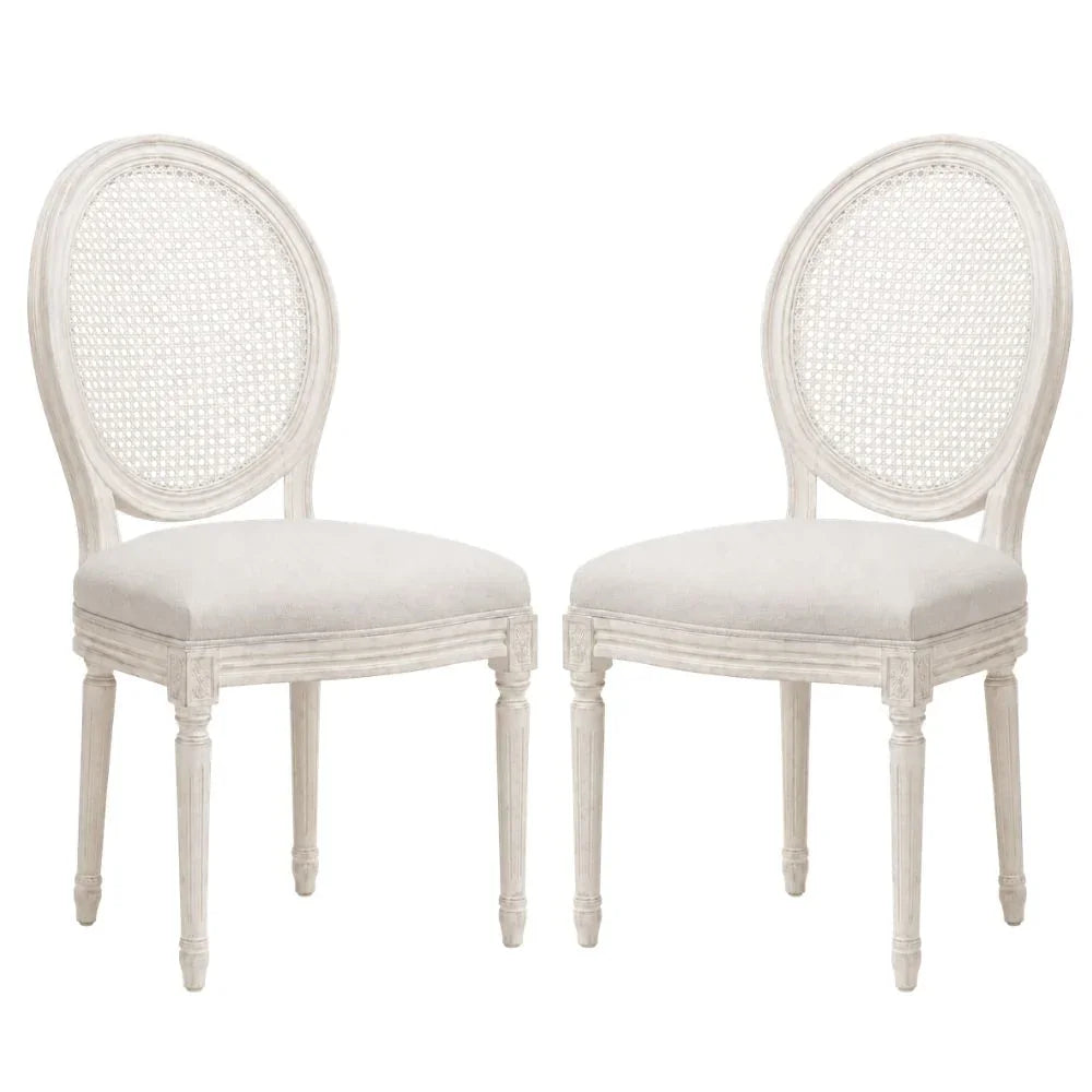 Provence White Cane Back Louis Dining Chair