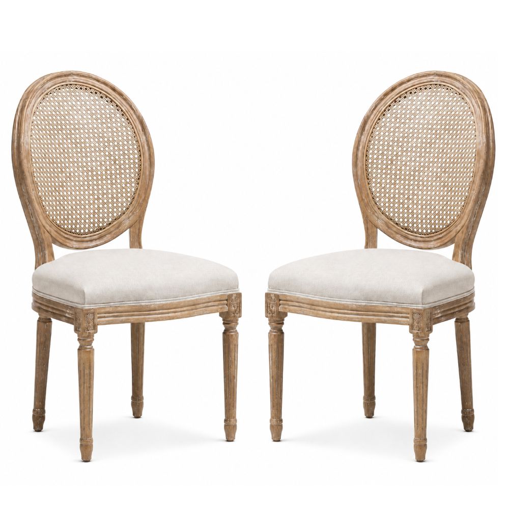Provence Whitewash Cane Back Louis Dining Chair