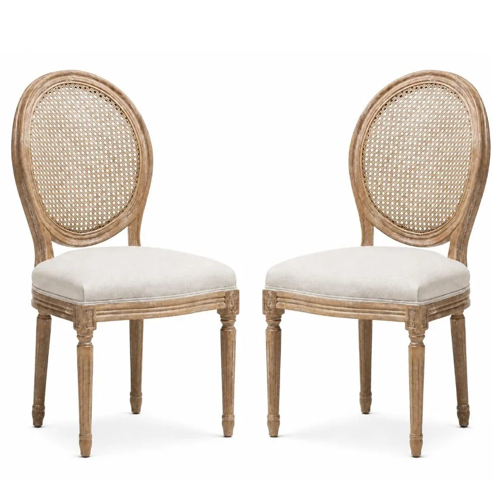 Provence Whitewash Cane Back Louis Dining Chair