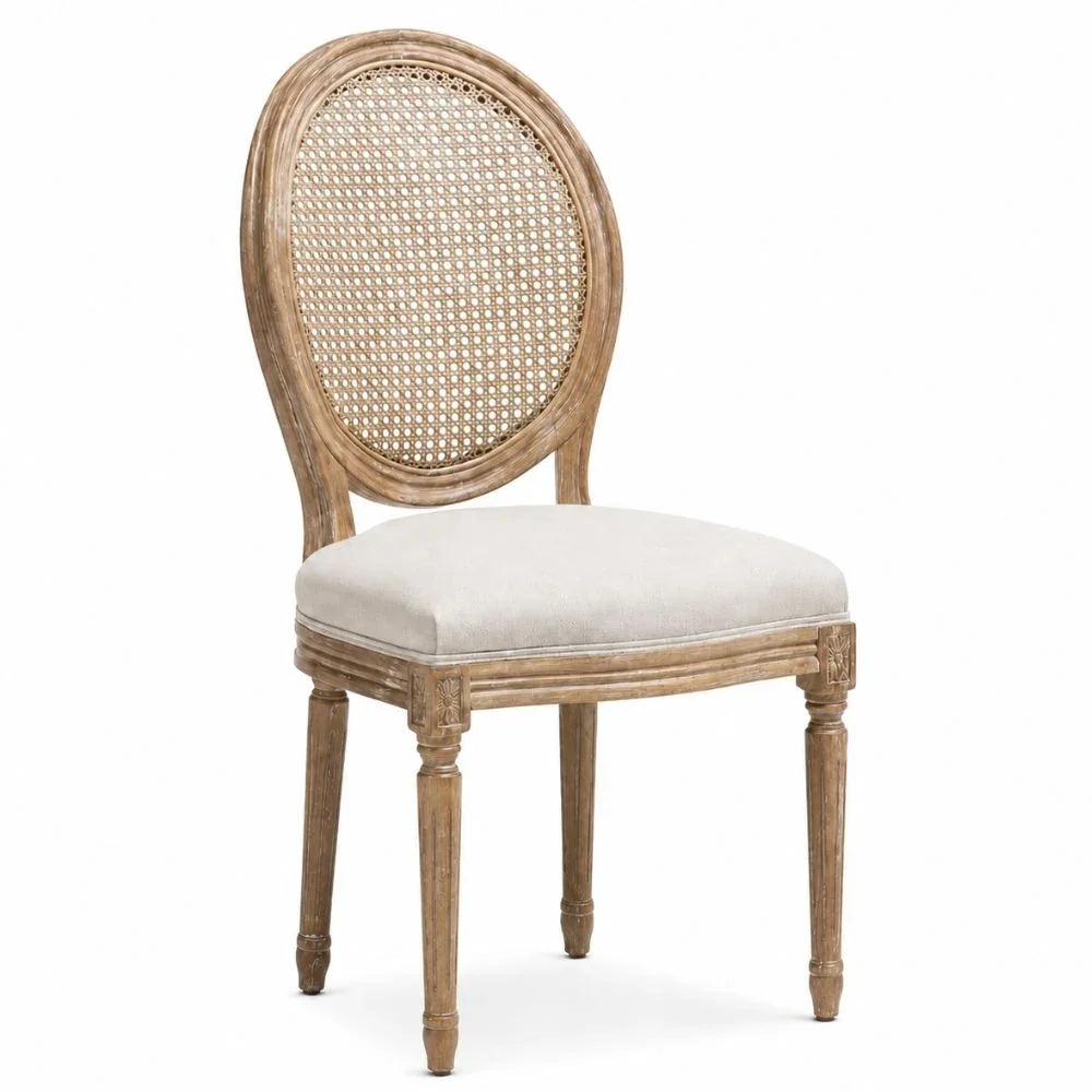 Provence Whitewash Cane Back Louis Dining Chair