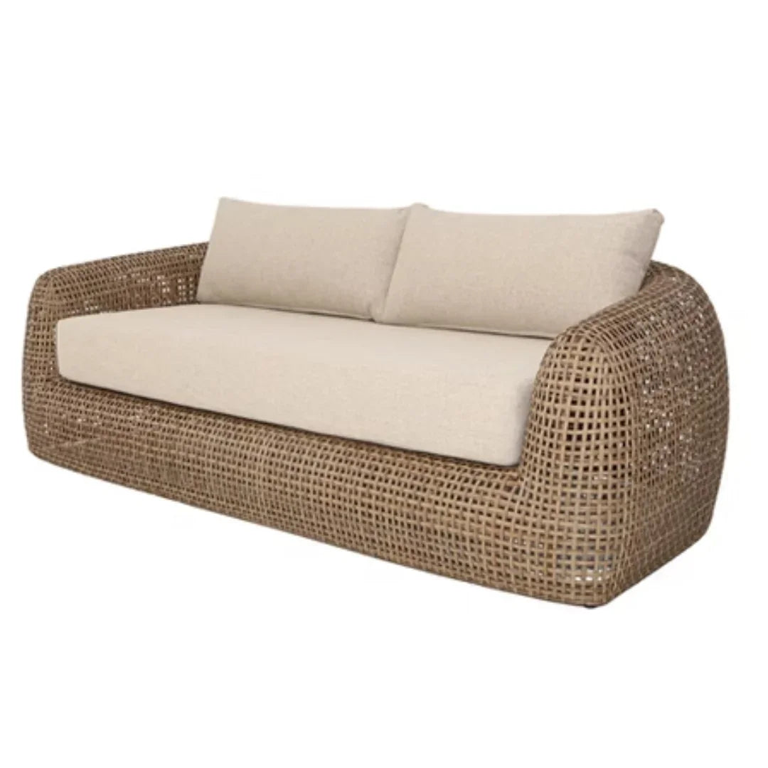 Rounded Poly Rattan Outdoor Sofa