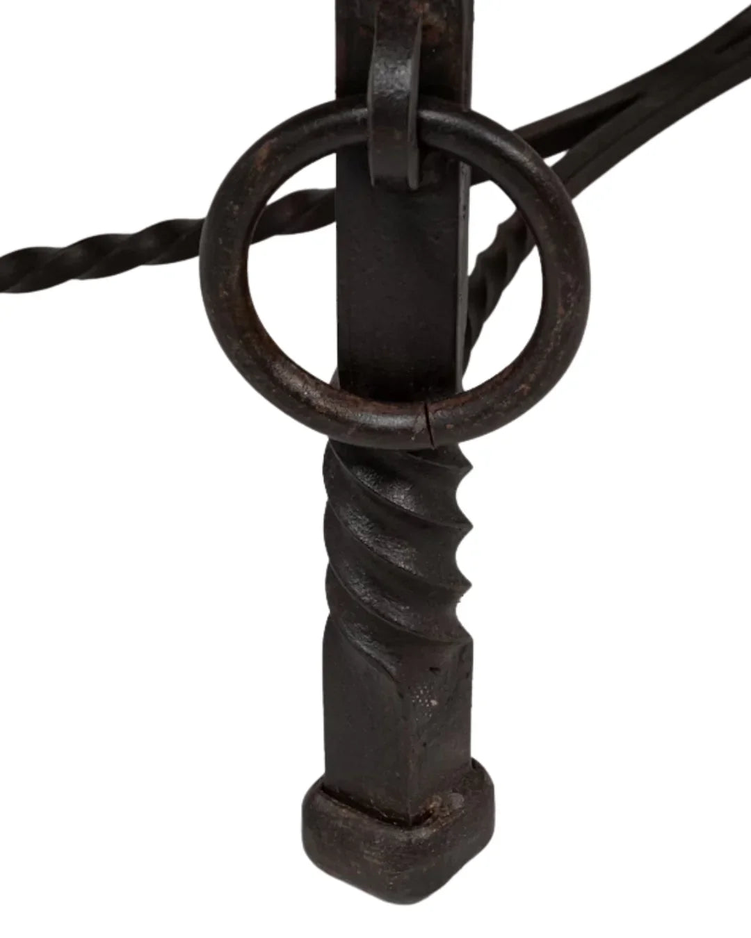 Rustic Coffee Table with Iron Base, Circa 1940