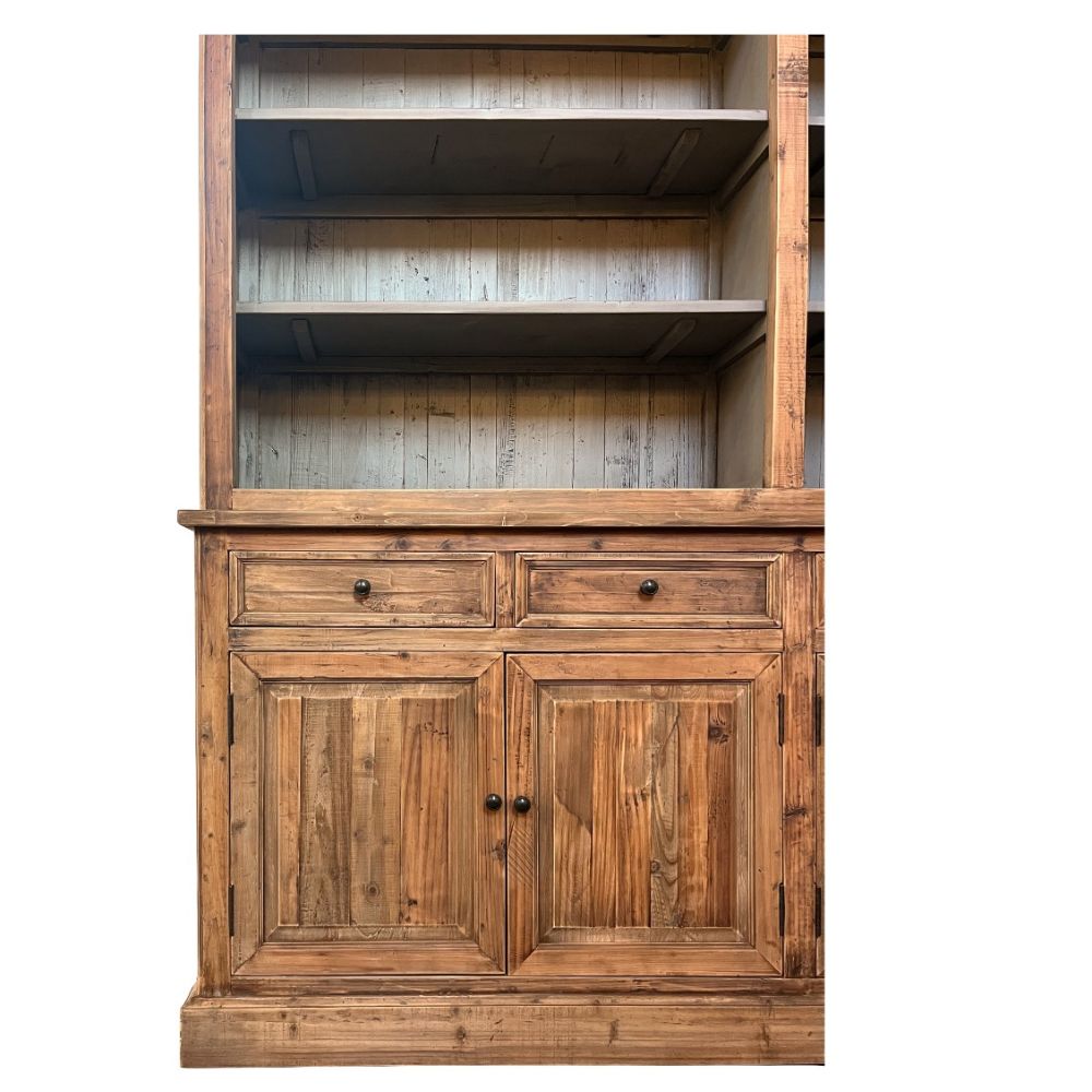 Rustic Double Arched Reclaimed Wood Bookcase Hutch