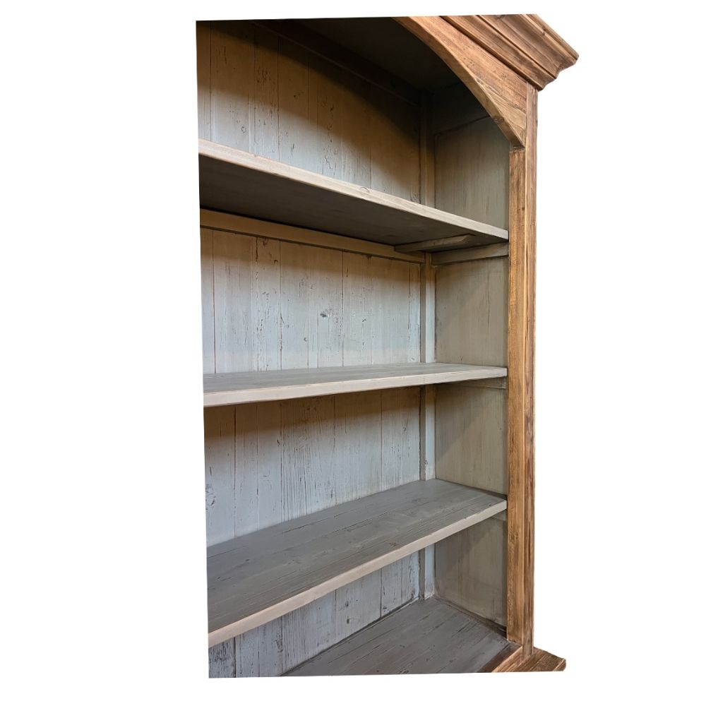 Rustic Double Arched Reclaimed Wood Bookcase Hutch