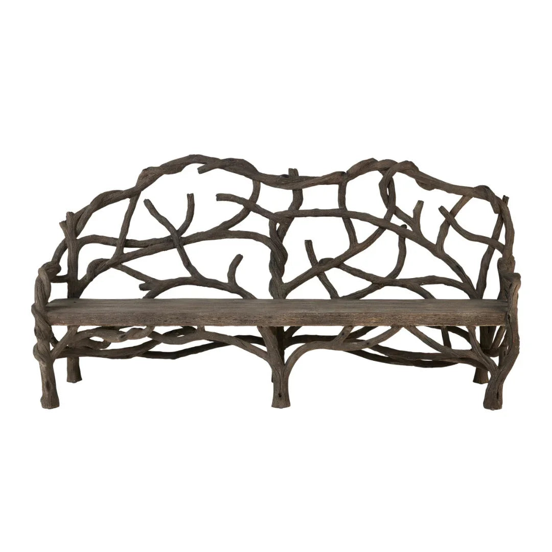 Rustic Faux Bois Branch Bench