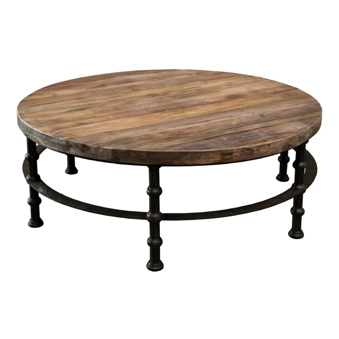 Gustaf Rustic Iron Base Coffee Table