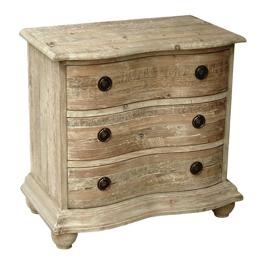 Rustic Natural Washed Curved Front Side Chest