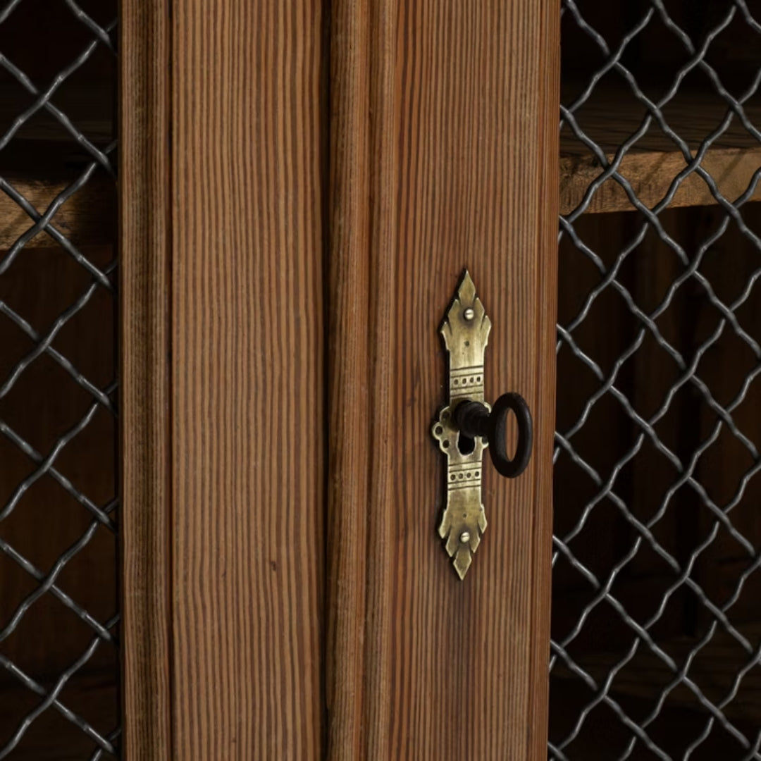 Antique French Country Hutch With Mesh Front Doors, circa 1870