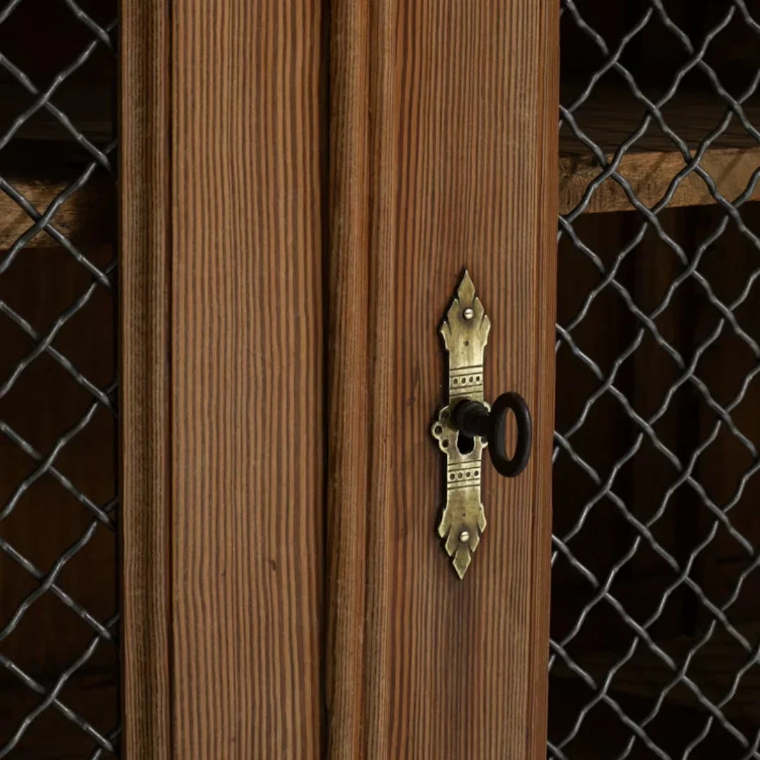 Antique French Country Hutch With Mesh Front Doors, circa 1870