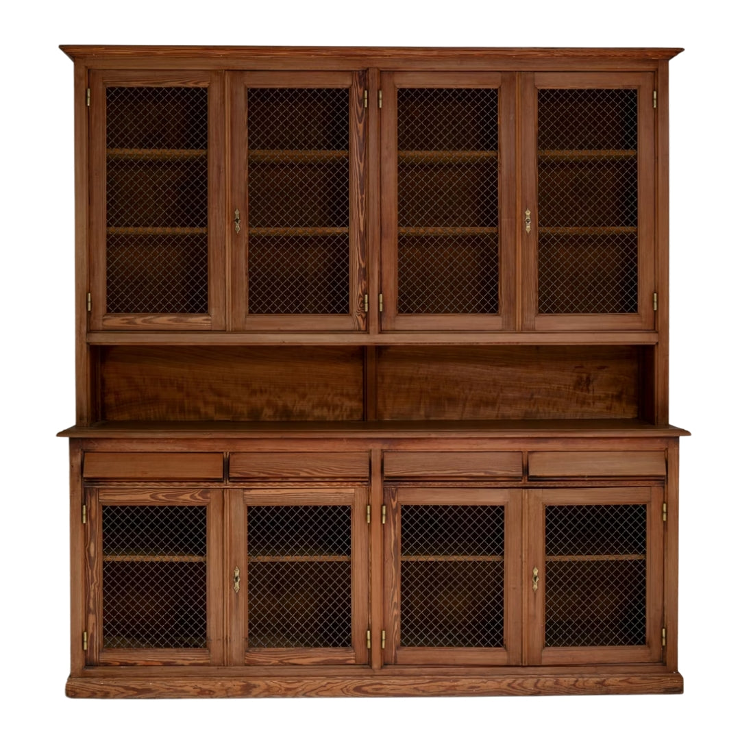 Antique French Country Hutch With Mesh Front Doors, circa 1870