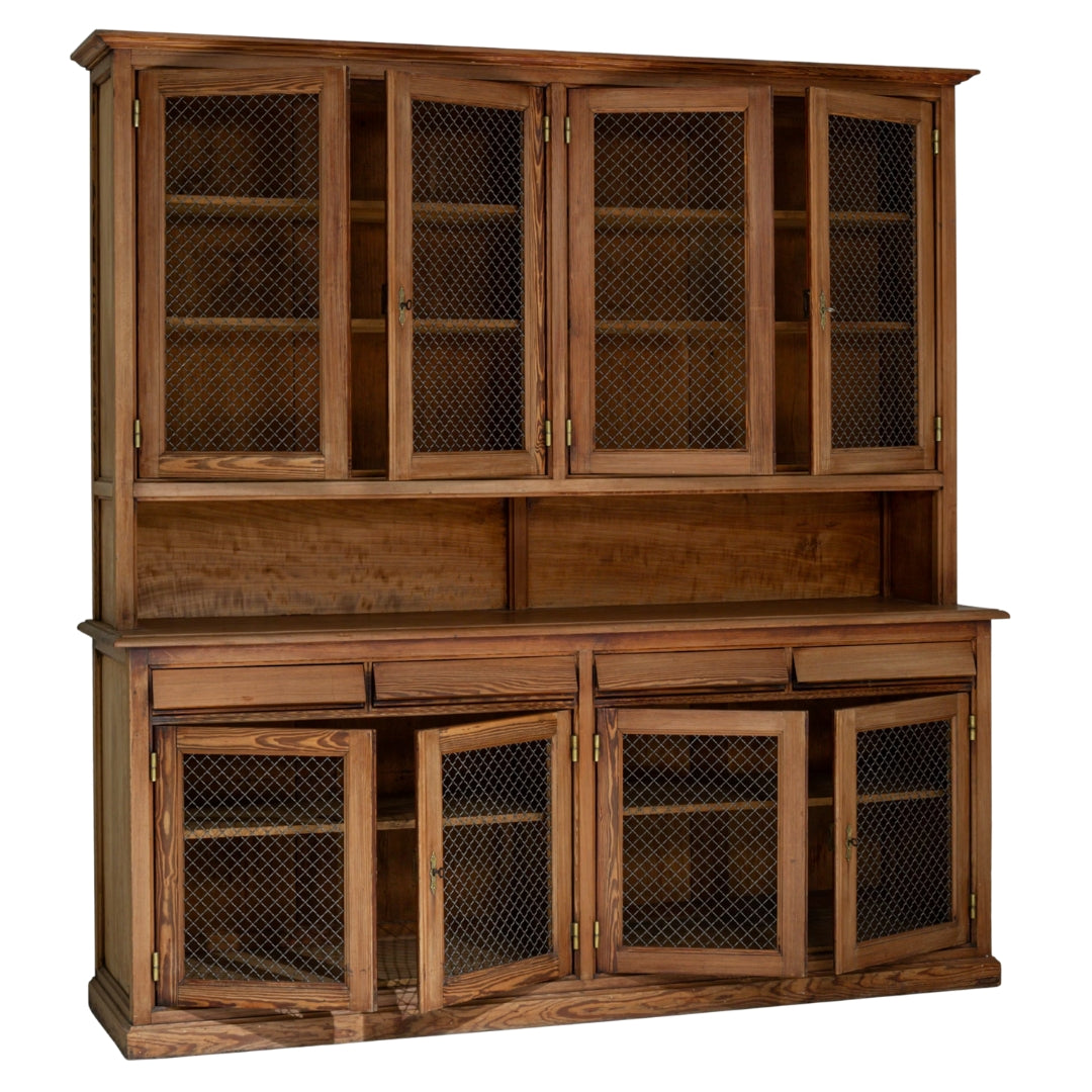 Antique French Country Hutch With Mesh Front Doors, circa 1870