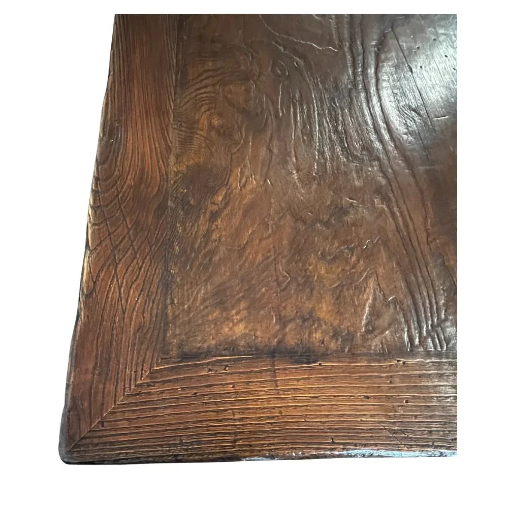 Long Rustic Pedestal Dining Table