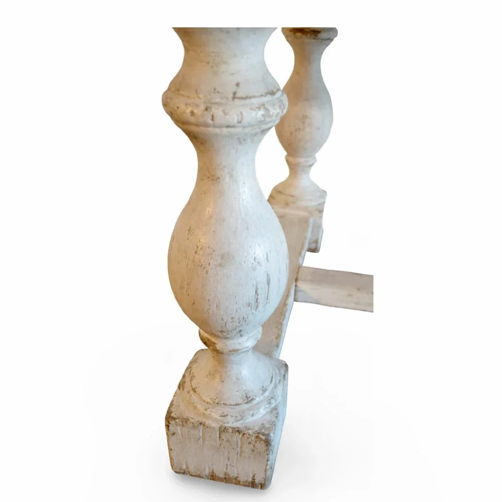 Rustic White Farmhouse Trestle Dining Table