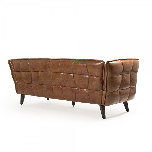 Modern Brown Stitched Leather Sofa