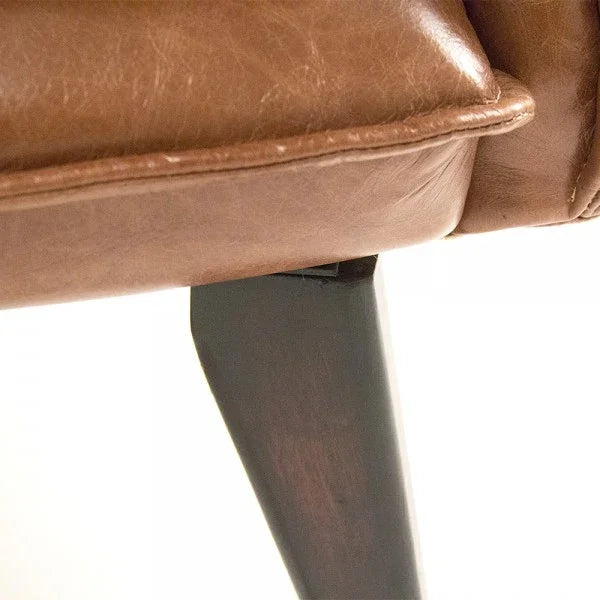 Modern Brown Stitched Leather Sofa
