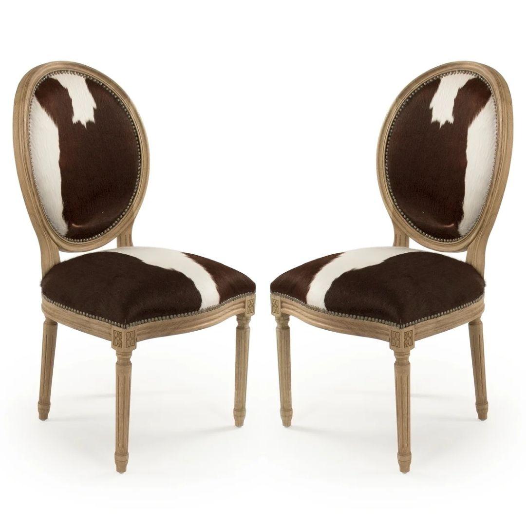 Brazilian Cowhide Brown Dining Chairs