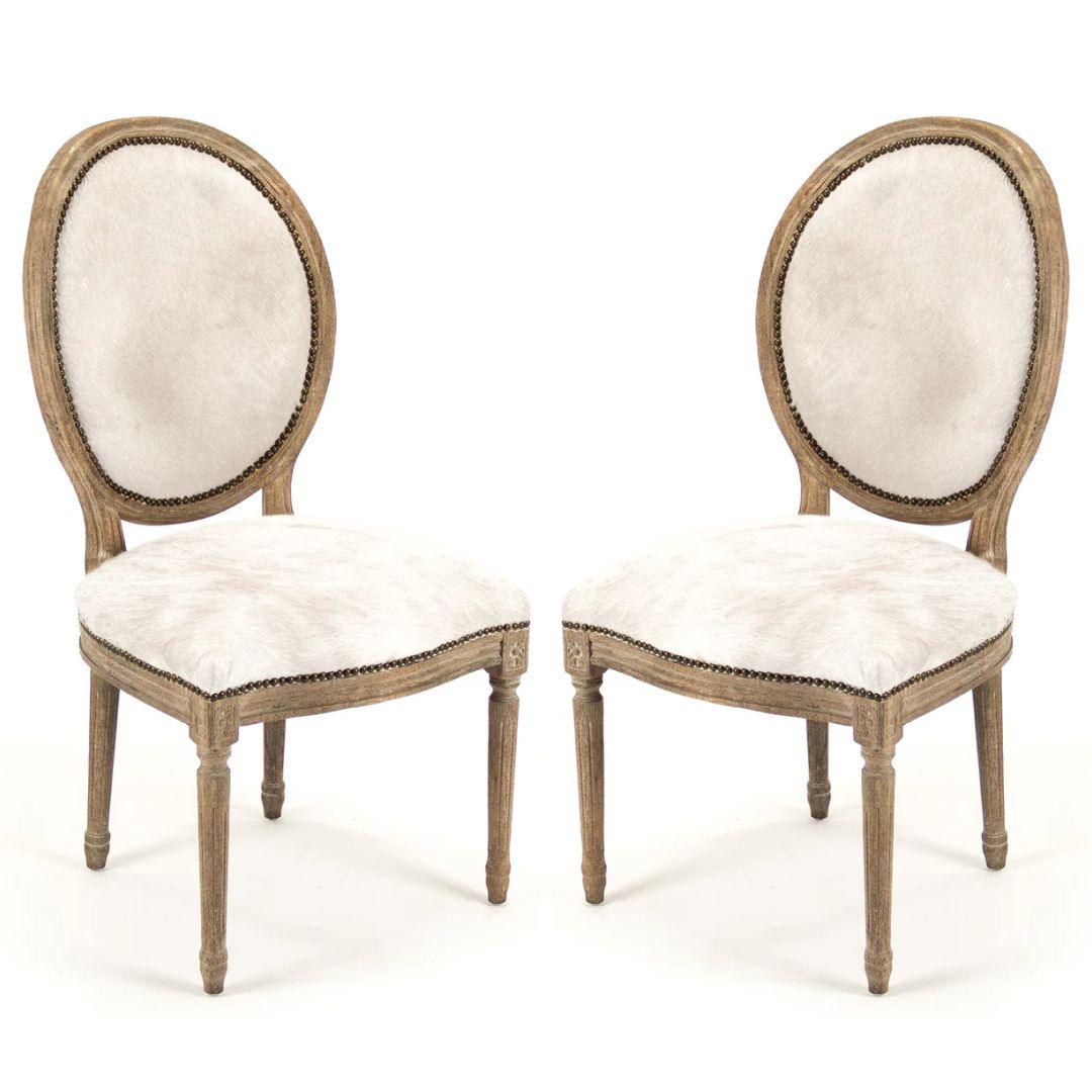Brazilian Cowhide White Dining Chairs