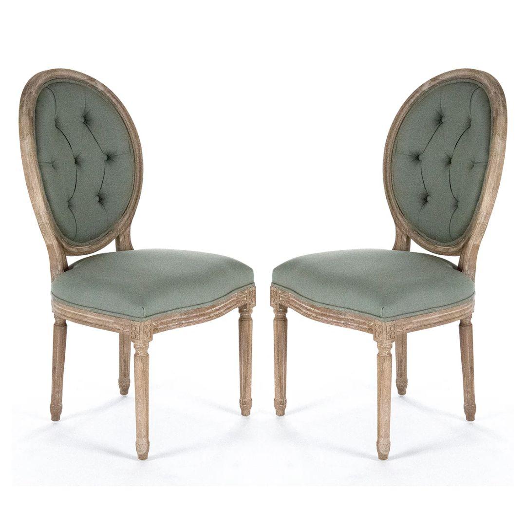 Sage Tufted Round Back Dining Side Chairs
