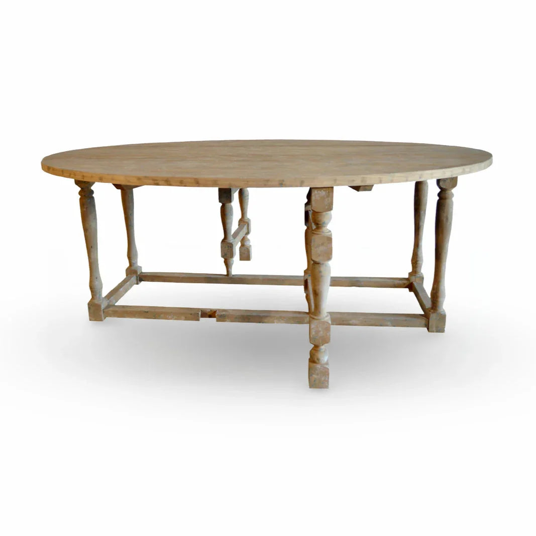 Rustic Drop Leaf Oval Dining Table