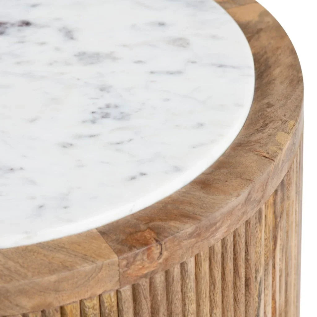 Marble Topped Reeded Accent Table