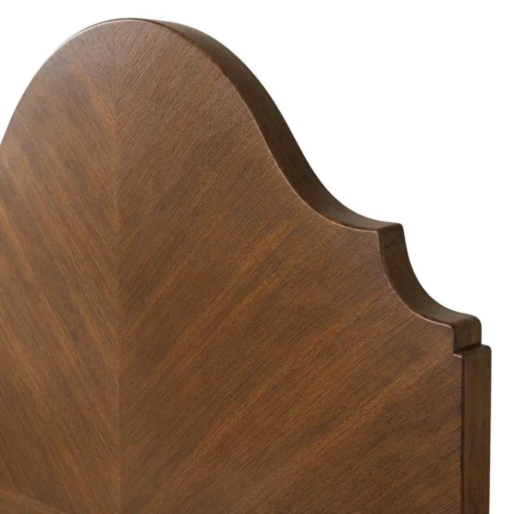 Wood Stained Arched Scalloped Bed