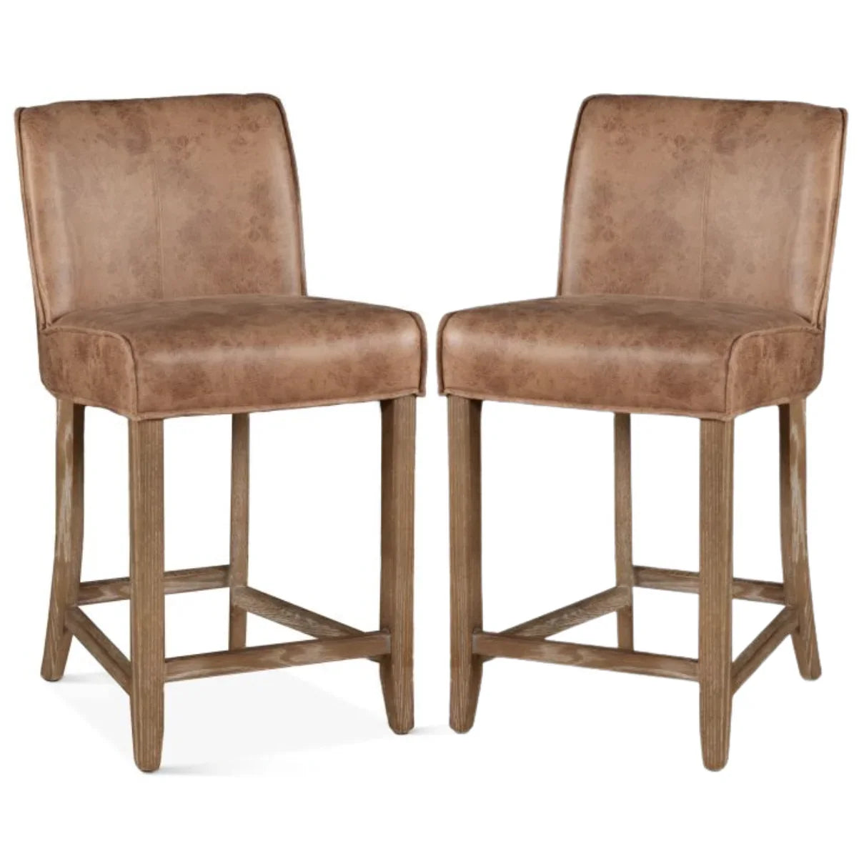 Rustic Genuine Carmel Leather Stool