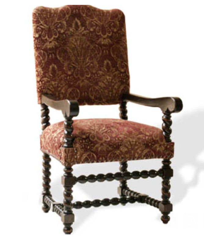 Camelback Spiral Leg Spanish Dining Chair