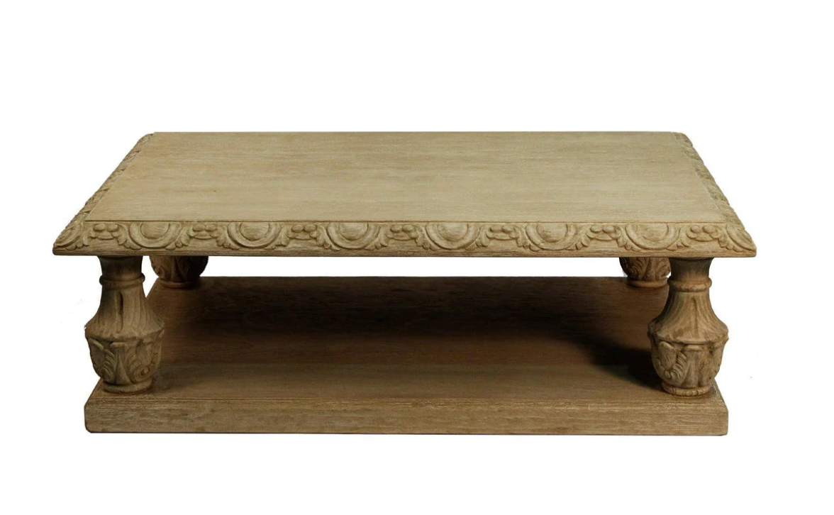 Custom Provenzal Chunky Cared Coffee Table - Walnut
