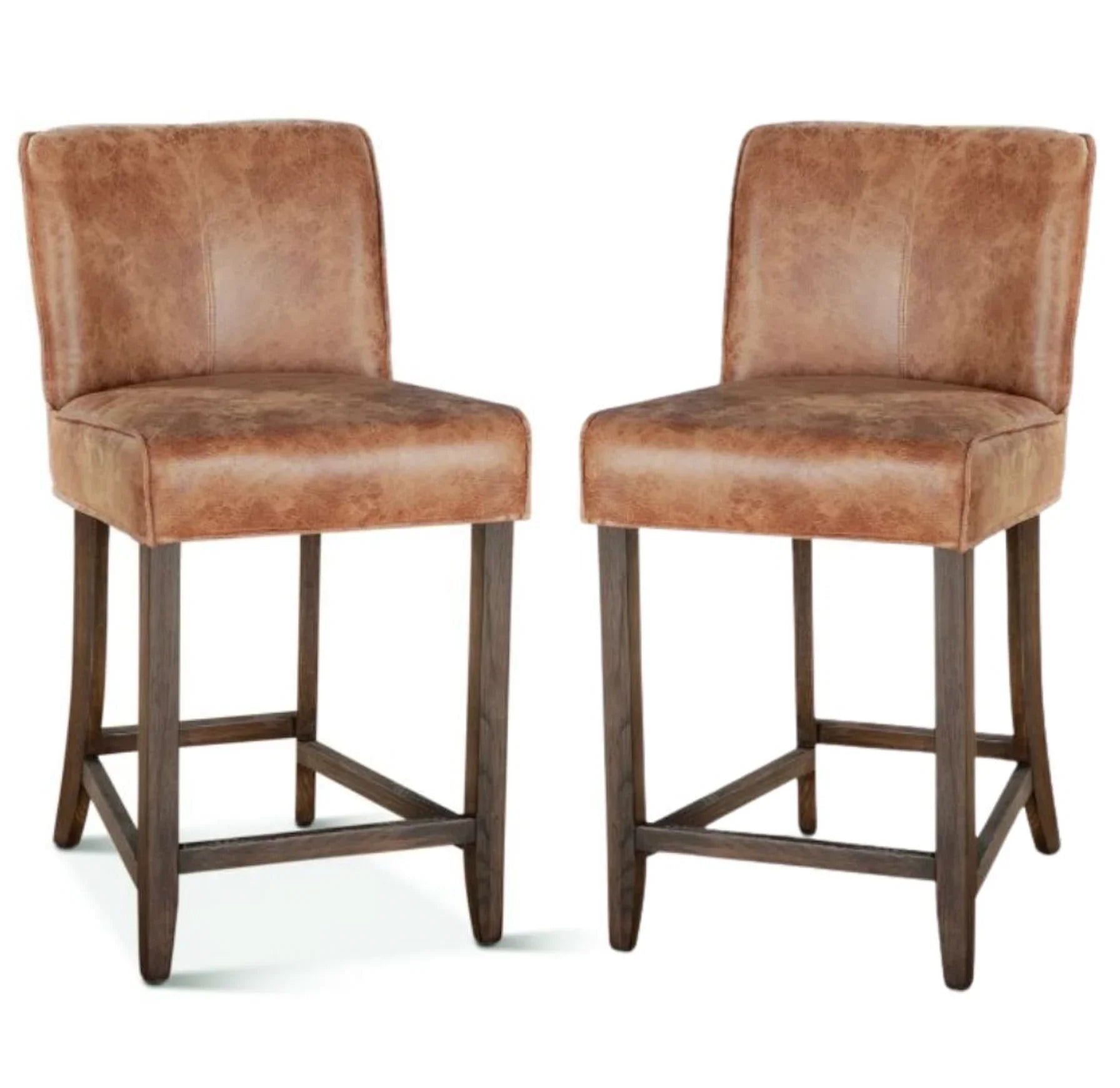 Rustic Genuine Carmel Leather Stool