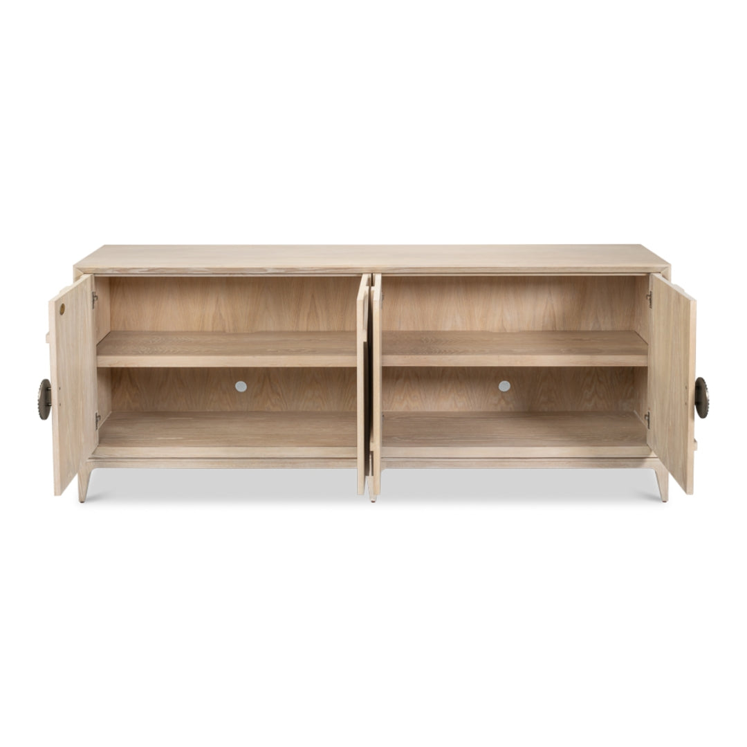 Sculpted Modern Oak Credenza