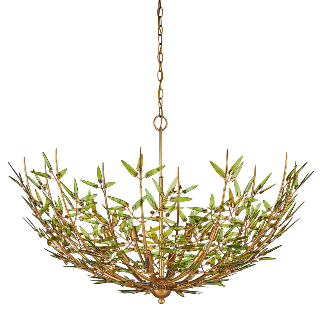 Green Glass Leaf Sculpted Chandelier