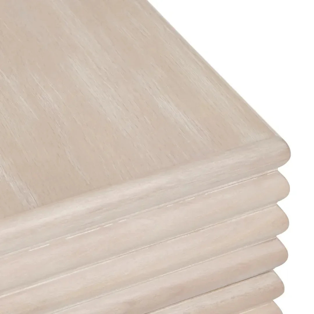 Sculpted Ribbed Wood Accent Table