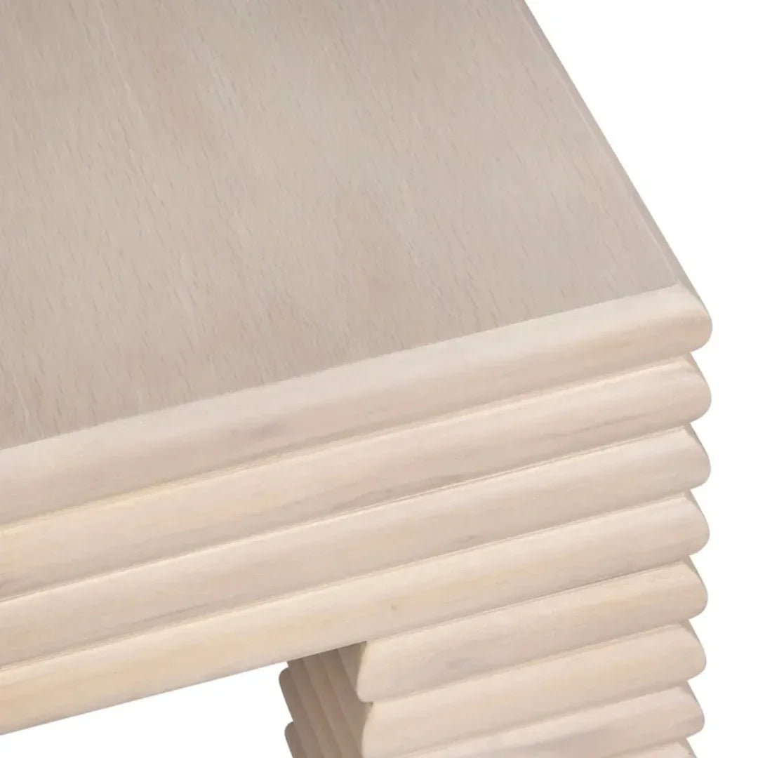 Sculpted Ribbed Wood Coffee Table
