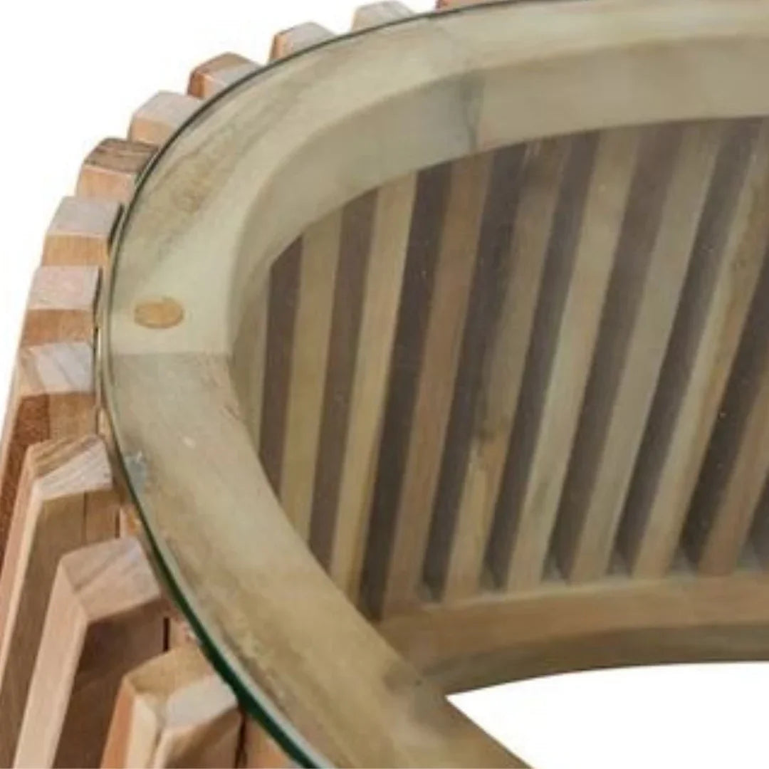 Sculptural Teak Slat Coffee Table