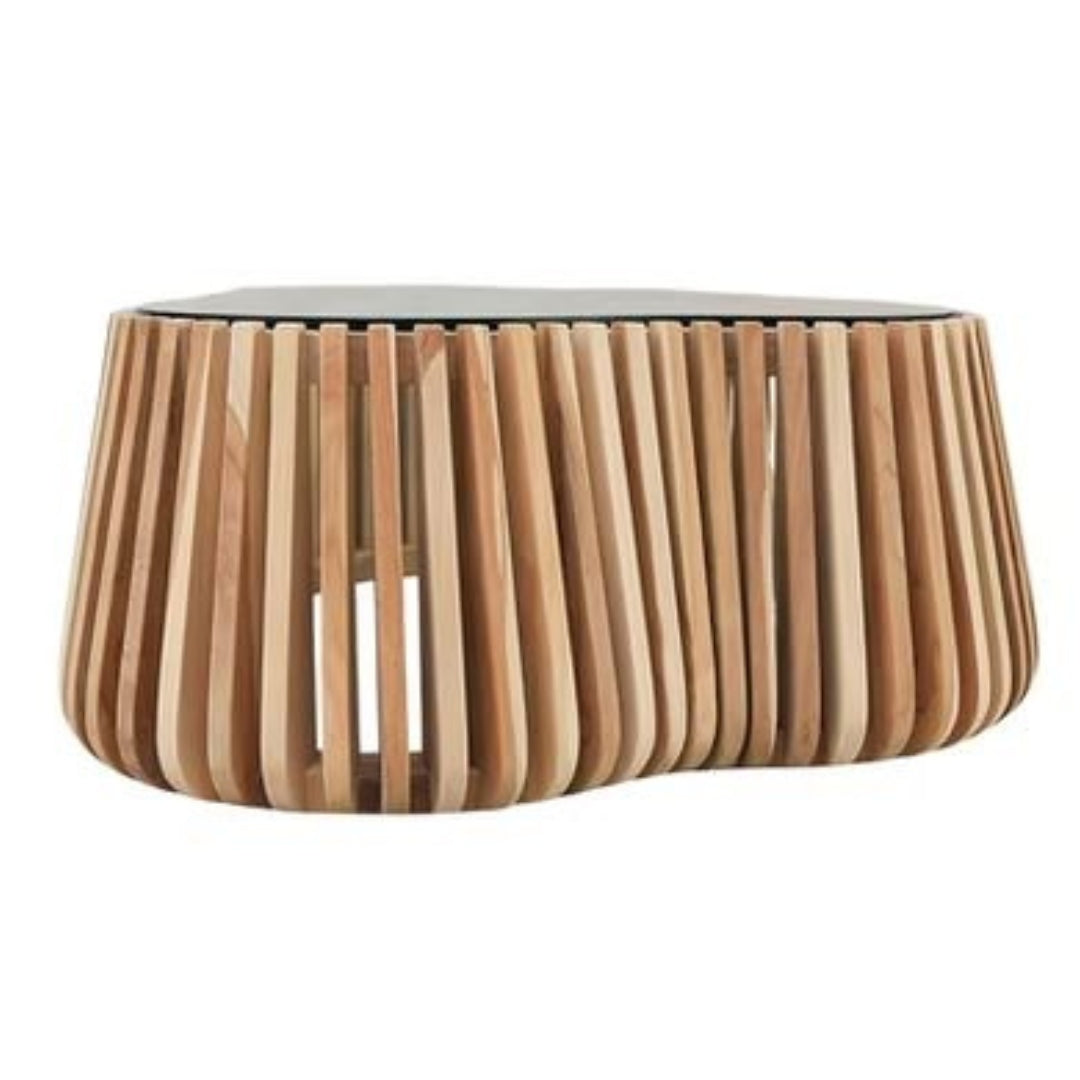 Sculptural Teak Slat Coffee Table