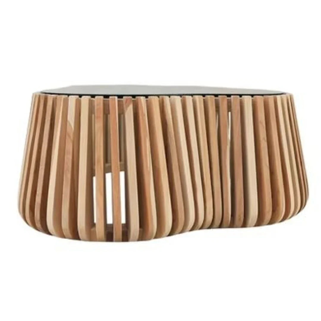 Sculptural Teak Slat Coffee Table
