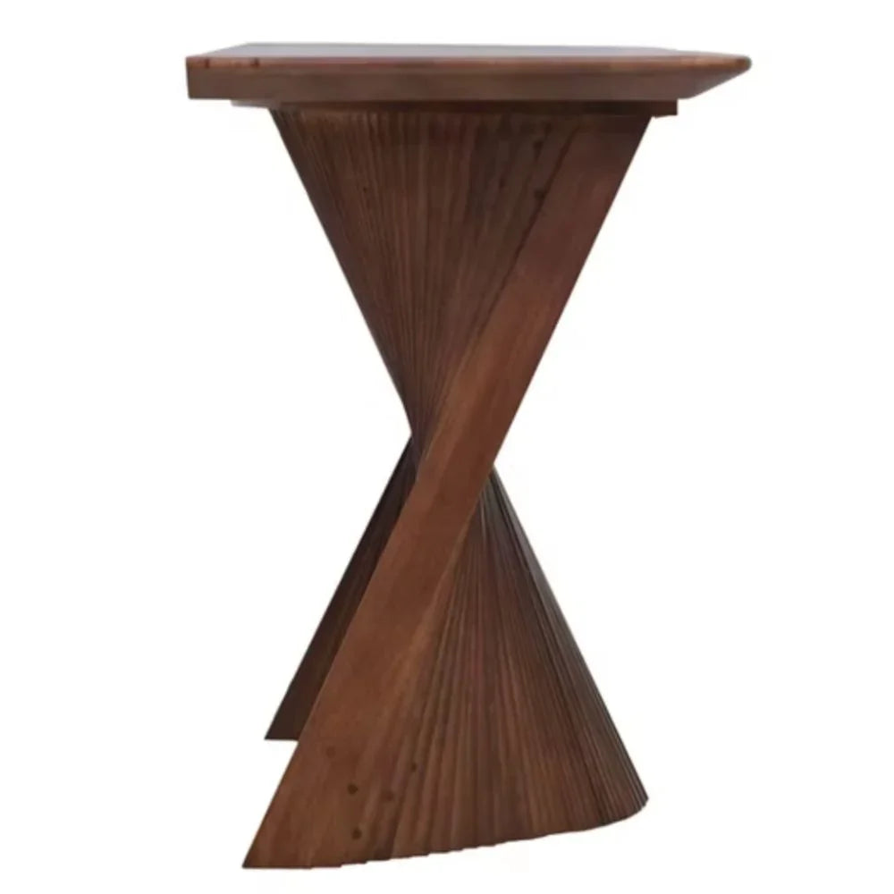 Sculptural Fluted Wood Console Table