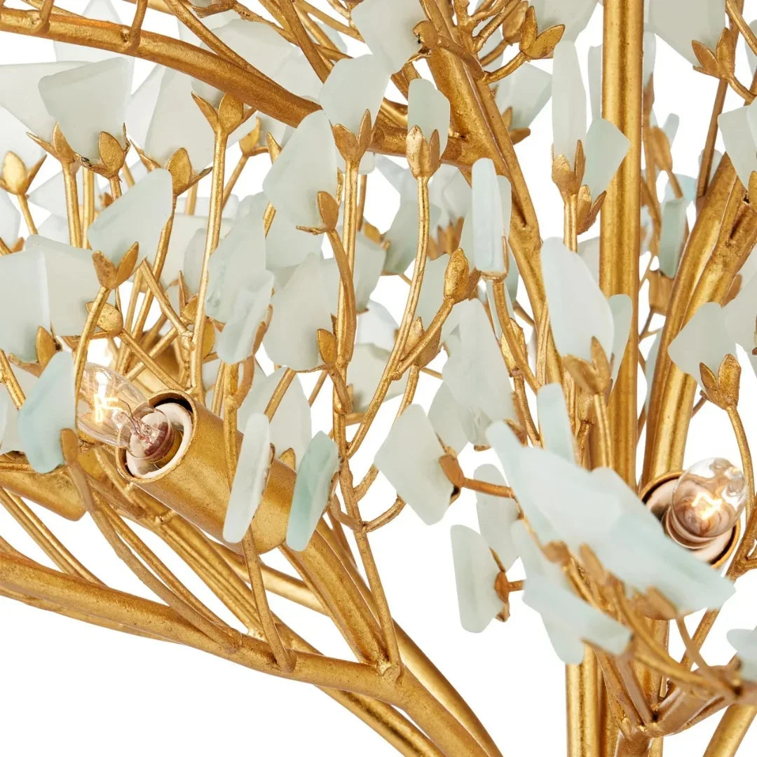 Gold Leaf Seaglass Blossom Chandelier