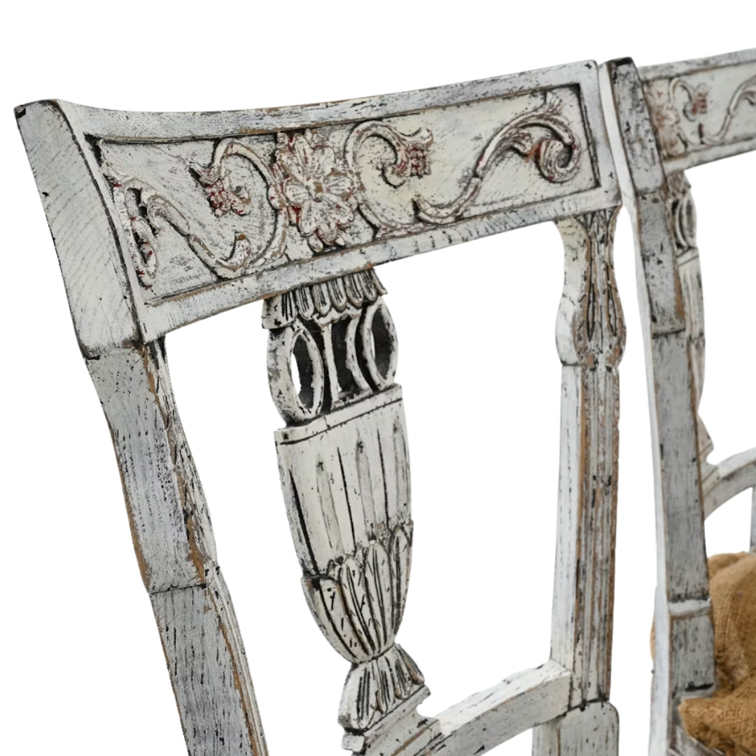 White French Gustavian Dining Chairs, Set of 8, Circa 1920