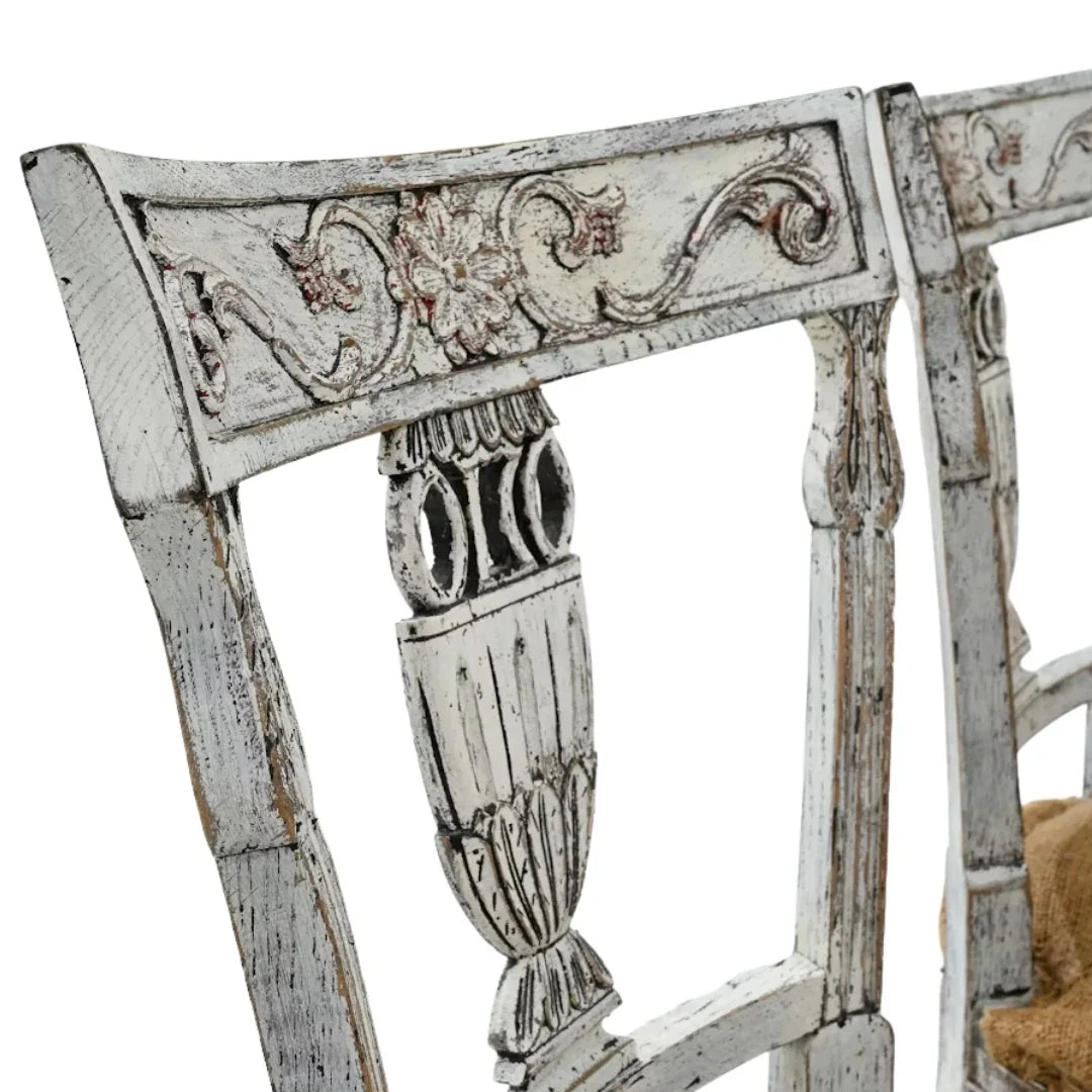 White French Gustavian Dining Chairs, Set of 8, Circa 1920