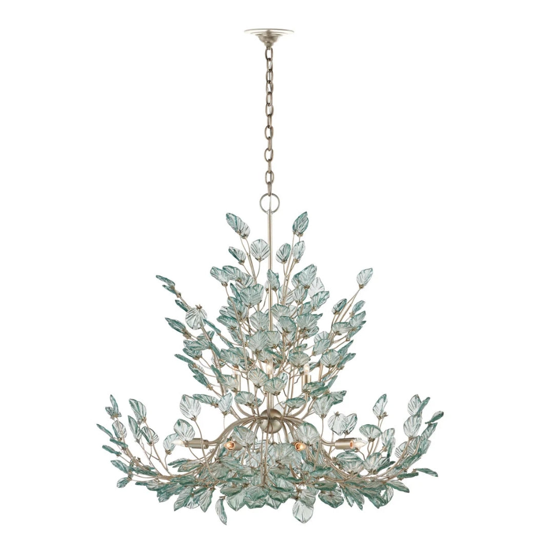 Silver Leaf Recycled-Glass Chandelier