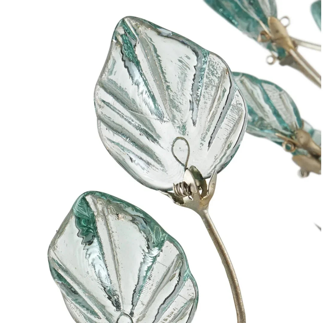 Aquamarine Silver Leaf Recycled-Glass Chandelier