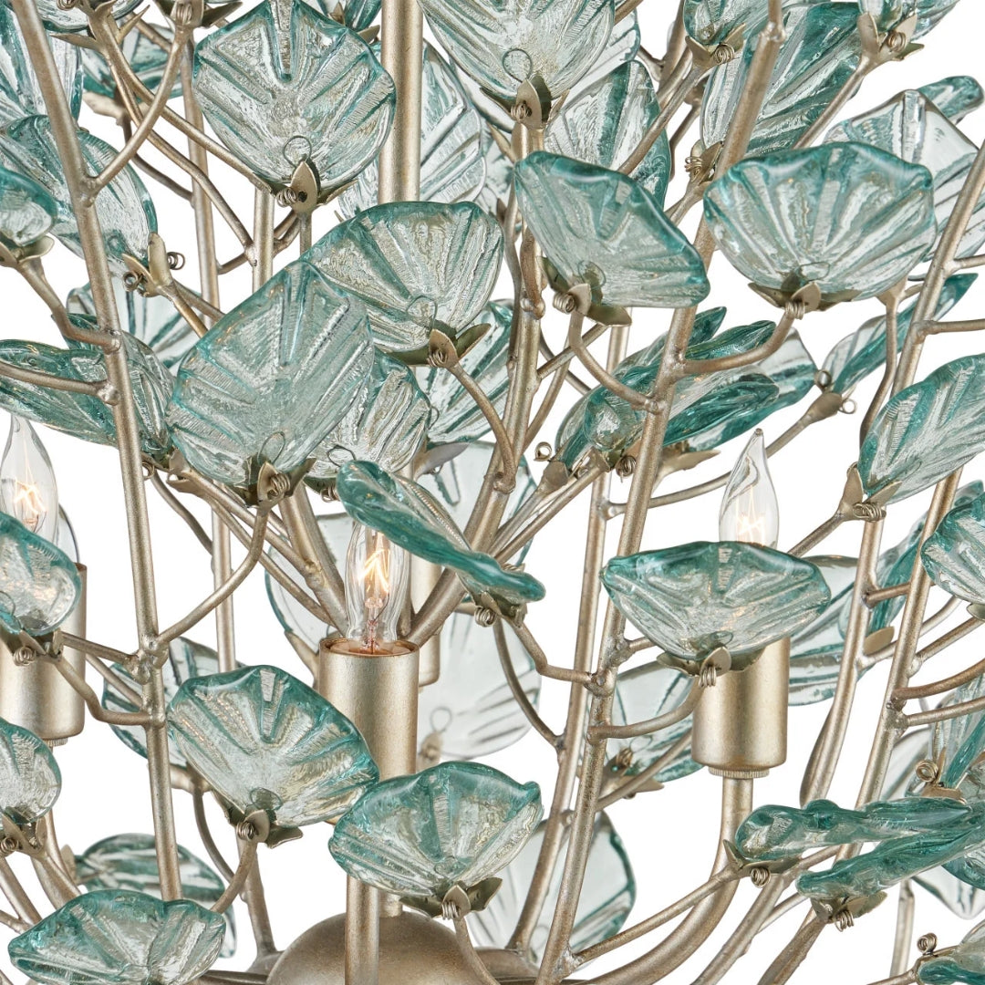 Silver Leaf Recycled-Glass Chandelier