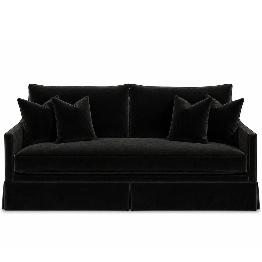 White Plush Skirted Sofa - Customizable