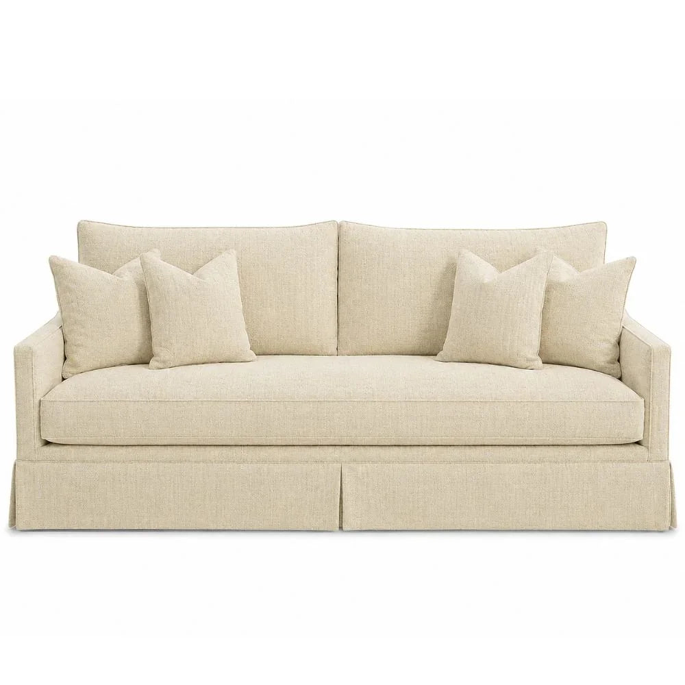 White Plush Skirted Sofa - Customizable