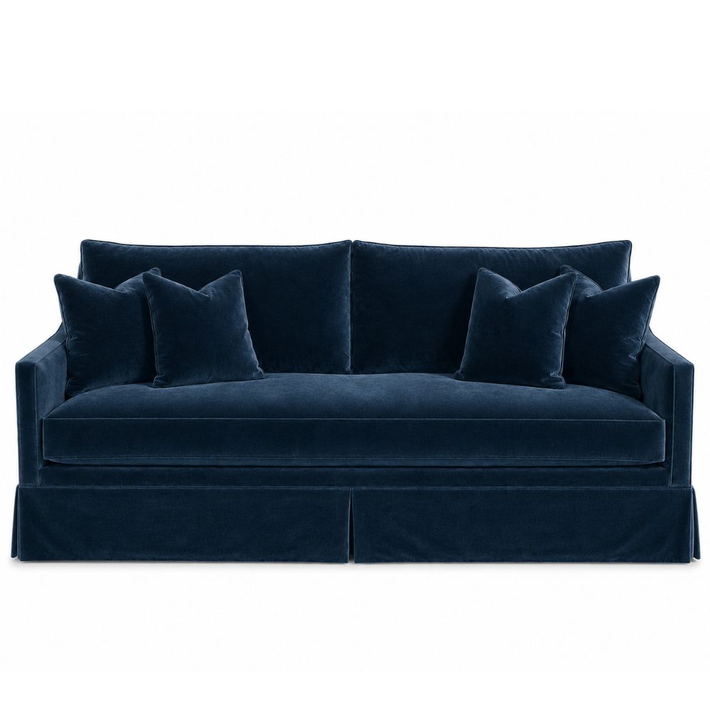 White Plush Skirted Sofa - Customizable