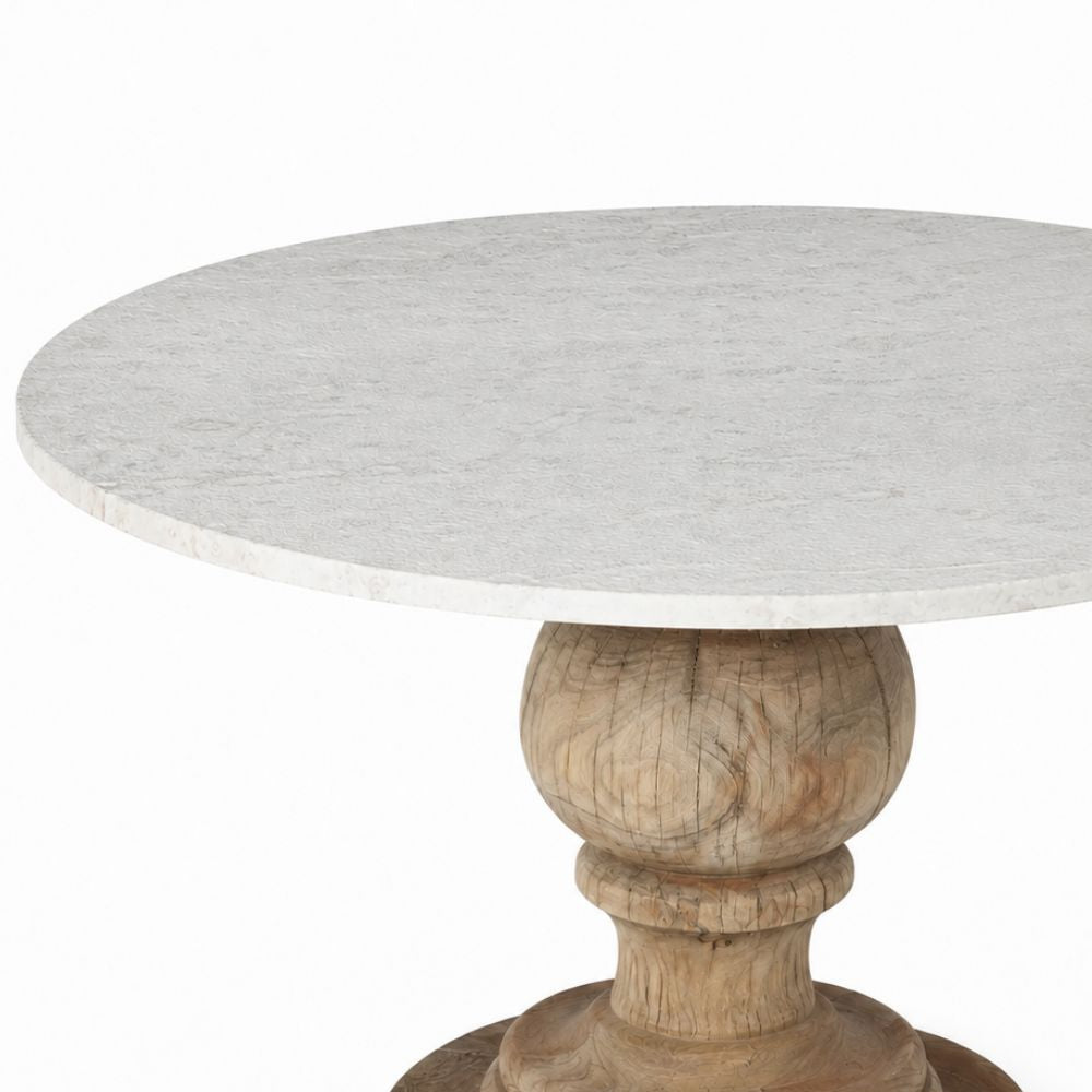 Sophia Marble Top Wood Pedestal Table