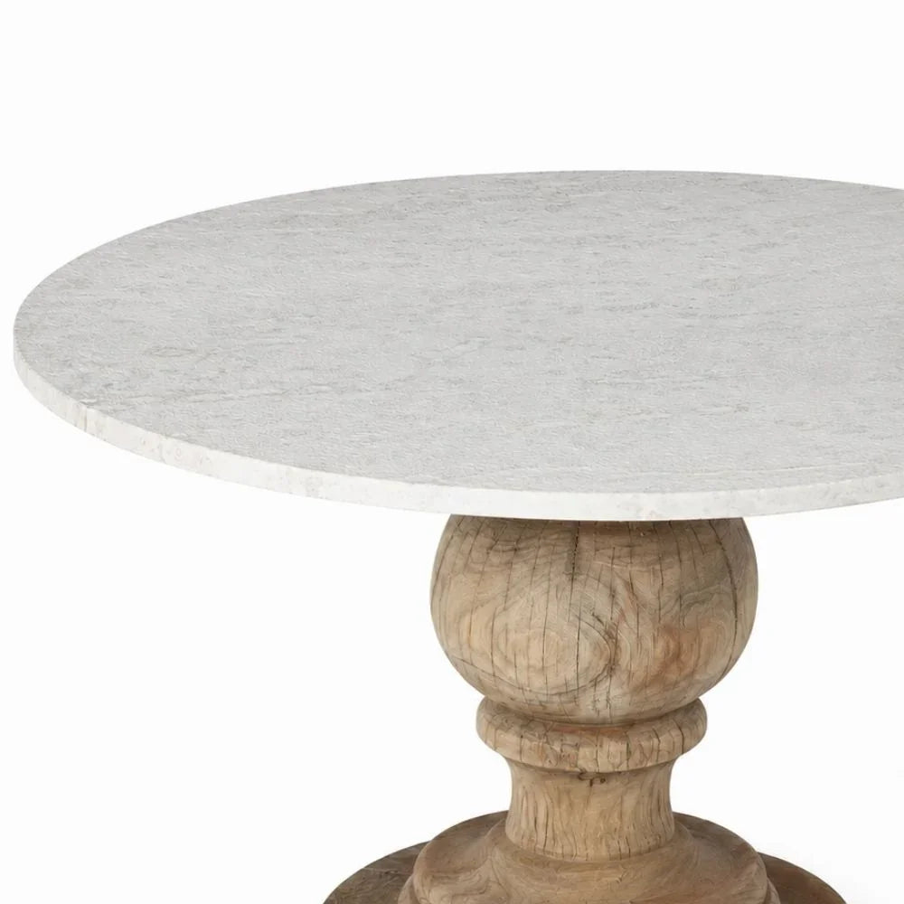 Sophia Marble Top Wood Pedestal Table