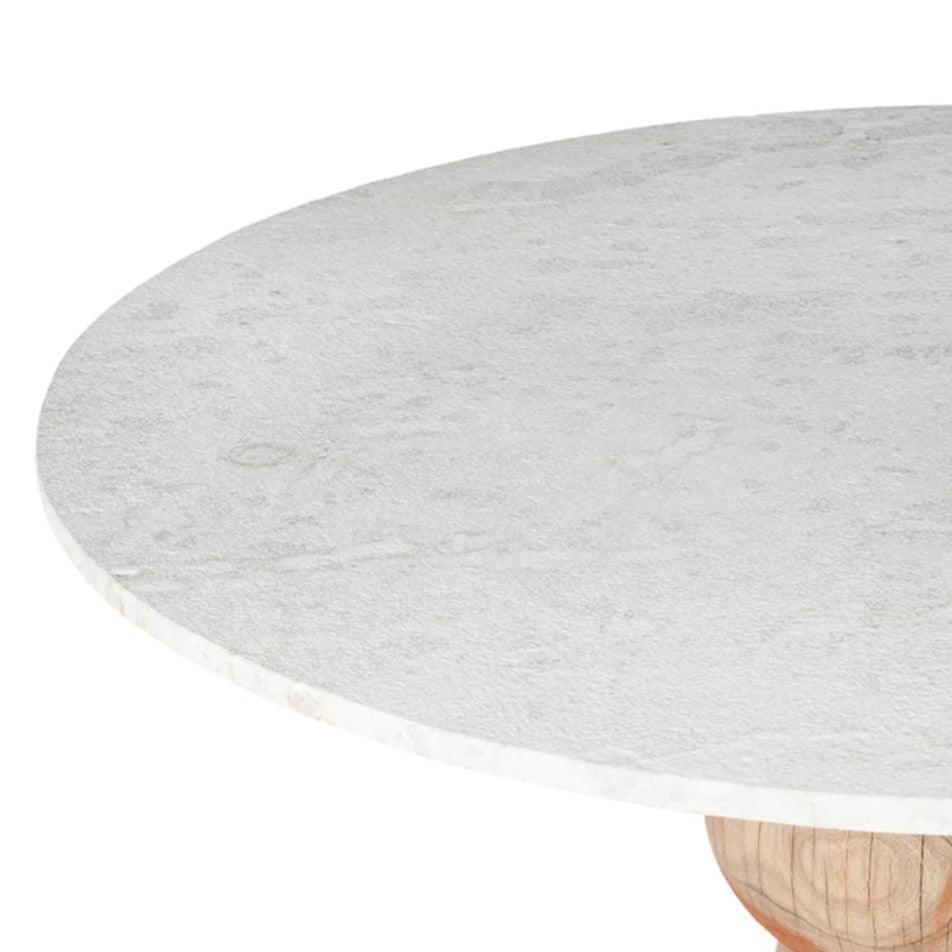 Marble Top Mango Wood Pedestal Table