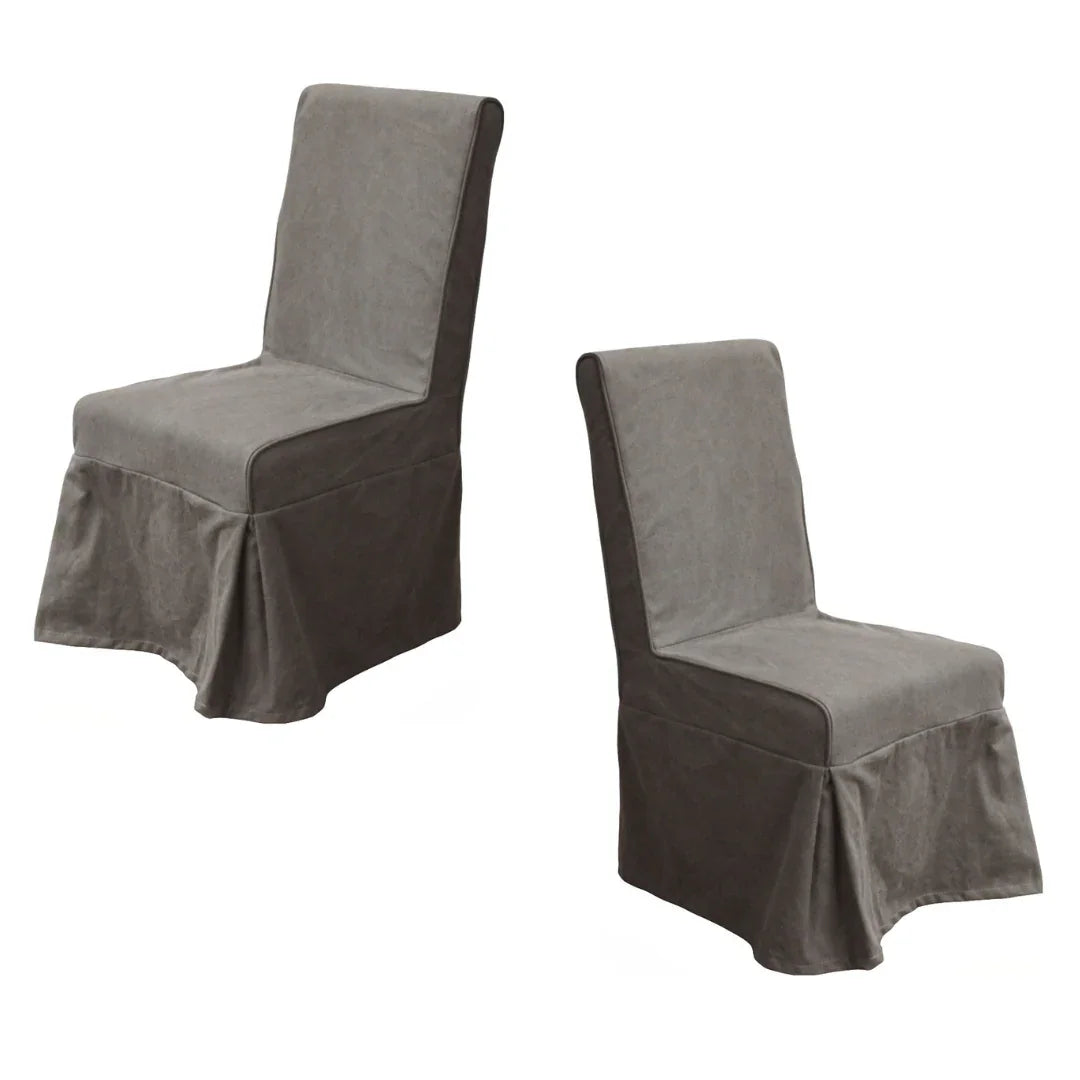 Lace Back Gray Slipcovered Side Chair